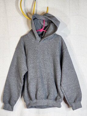 Gildan Heavy Blend Gray Cotton Poly Hooded Sweatshirt with Pocket Youth Size S